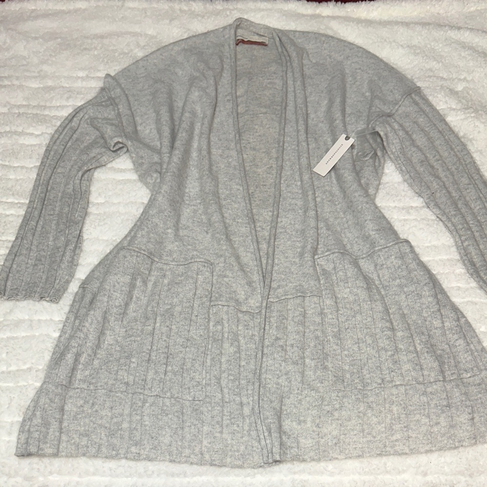 Anthropologie x Pilcro cashmere Light Gray Open Front Cardigan